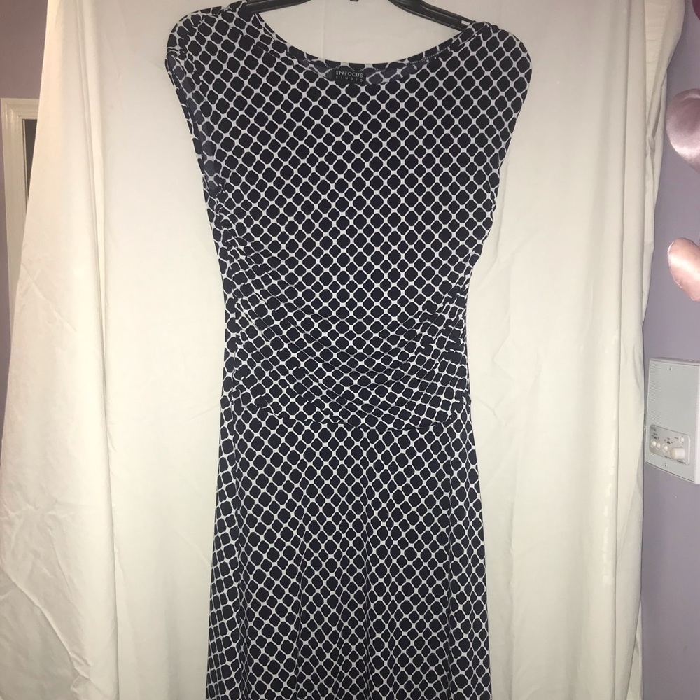 Enfocus Studio Navy Blue & White Dress Size 4